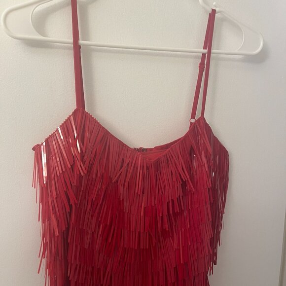 Holiday ASOS shard detail midi dress sheer waist red, modern flapper - SIZE 6 - Picture 4 of 8